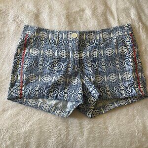 Cabi Shorts Blue White Ikat Print Size 6